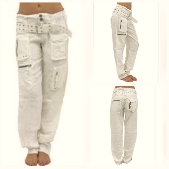 Pete & Greta By Johnny Was Marika Cream Color Cargo Pants - Picture 3 of 14